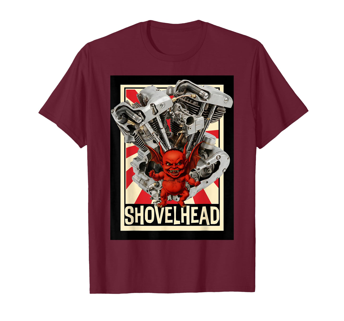 Shovelhead Engine Devil Biker Motorcycle Chopper Hot Rod T-Shirt
