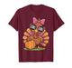 Cute Gobble Turkey Thanksgiving Girls Toddlers Bow T-Shirt