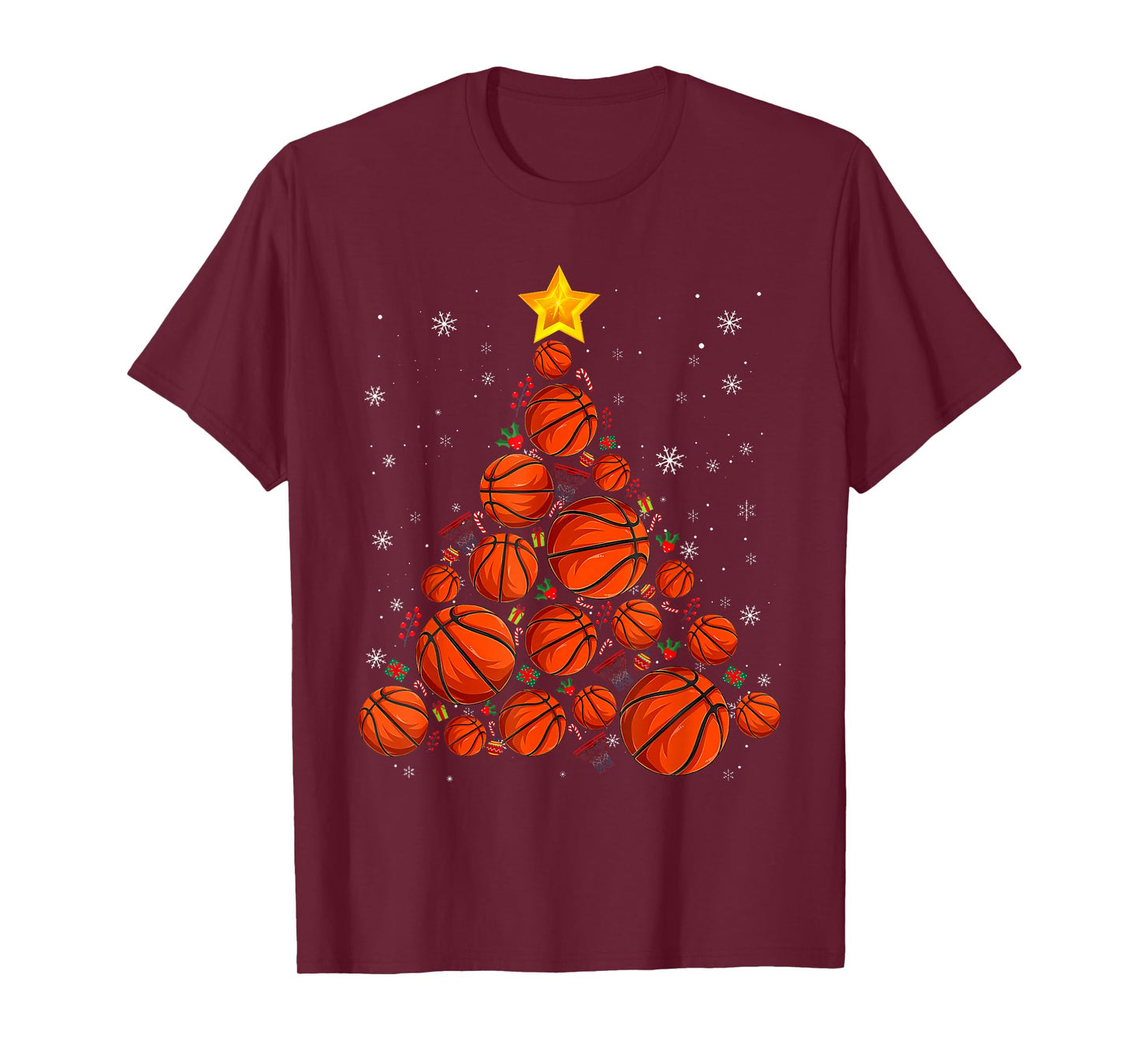 Basketball Christmas Tree Xmas Santa Sports Mens Womens Kids T-Shirt