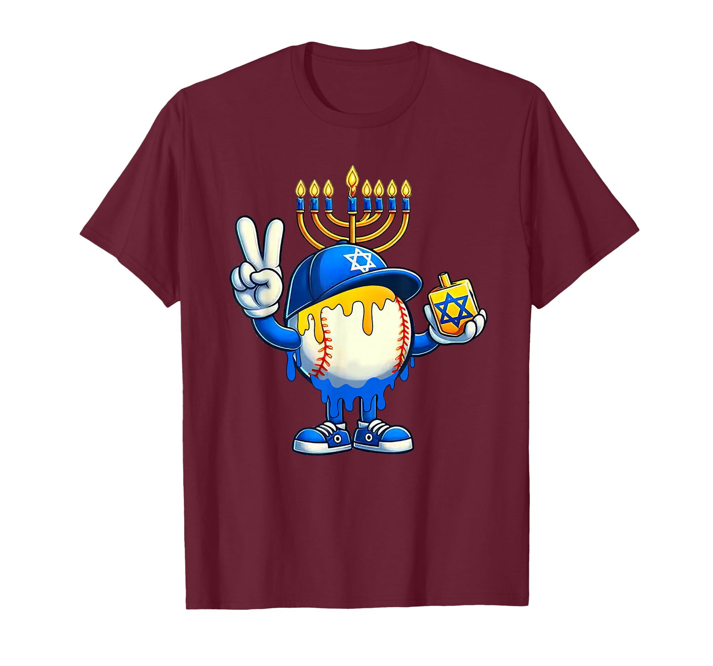 Funny Hanukkah Baseball Drip Jewish Chanukah Sports Lover T-Shirt