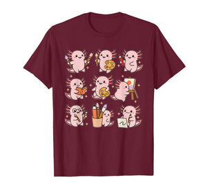Cute Axolotl Artist Kawaii Student Painting Drawing Art T-Shirt
