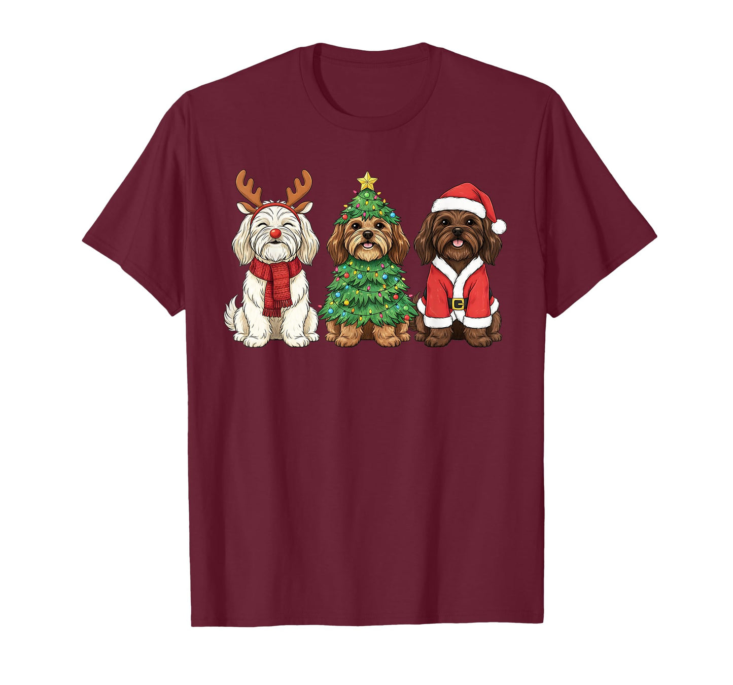 Retro Christmas Havanese Santa Reindeer Dog Lover T-Shirt