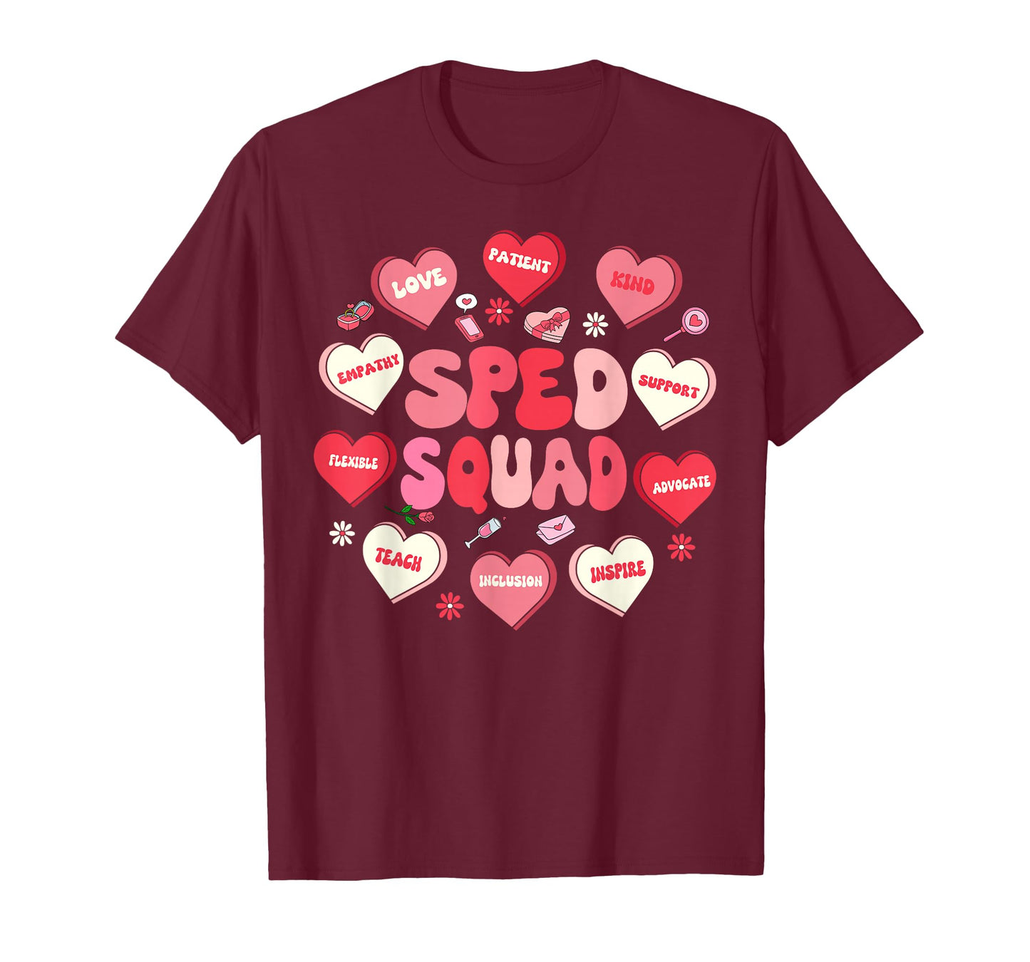 Retro Candy Heart Valentines SPED Teacher Special Education T-Shirt