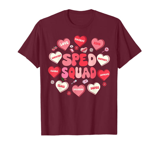 Retro Candy Heart Valentines SPED Teacher Special Education T-Shirt