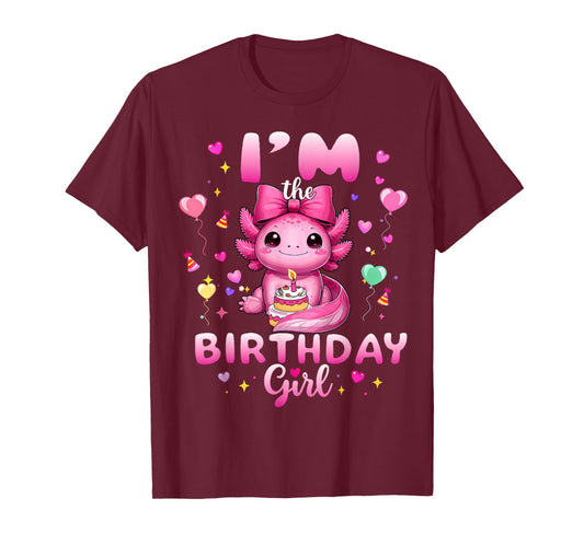 Rainbow Im The Birthday Girl Axolotl Party for Kids Daughter T-Shirt