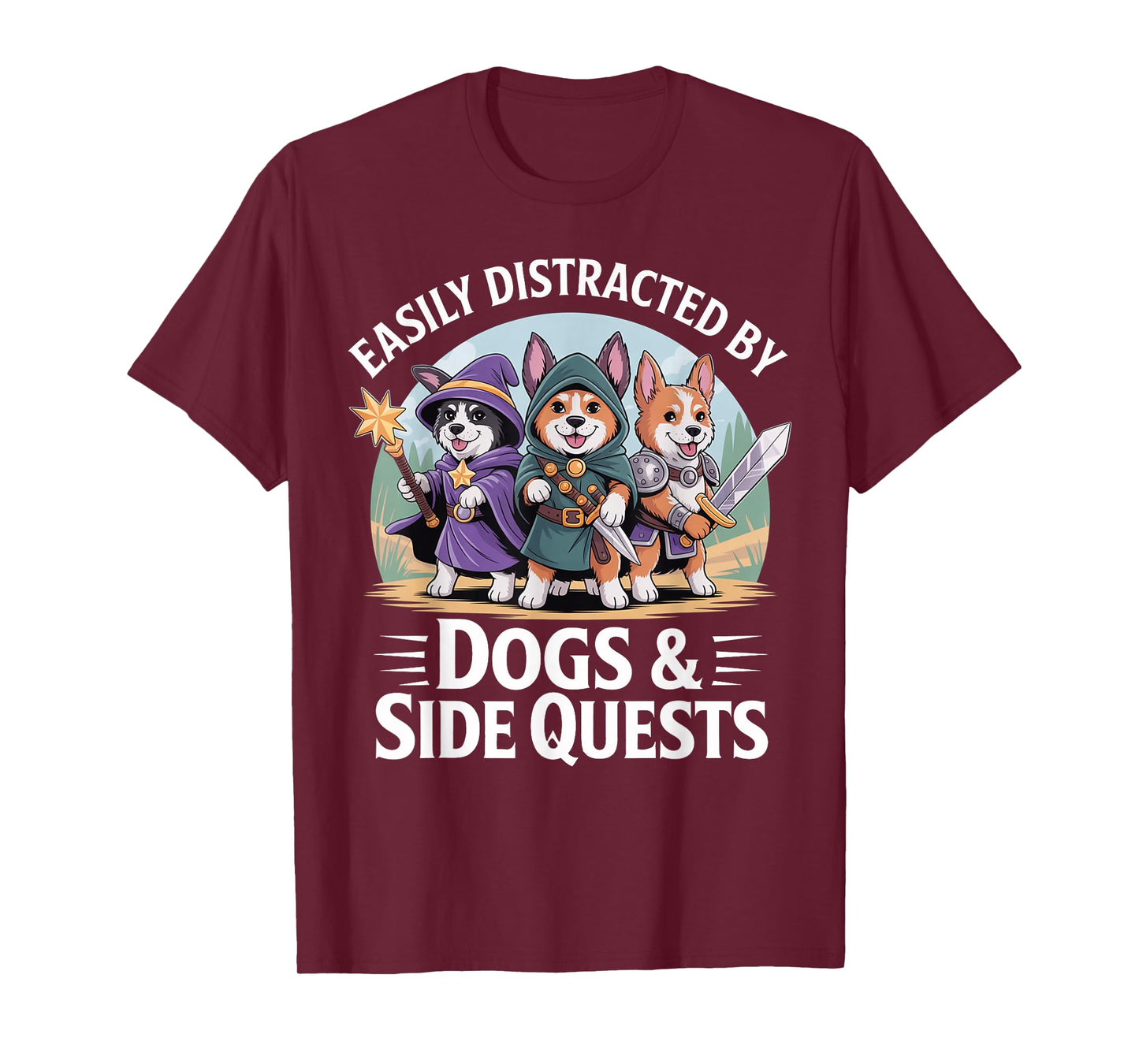 Gamer Side Quest Dog Funny RPG Games Gaming T-Shirt