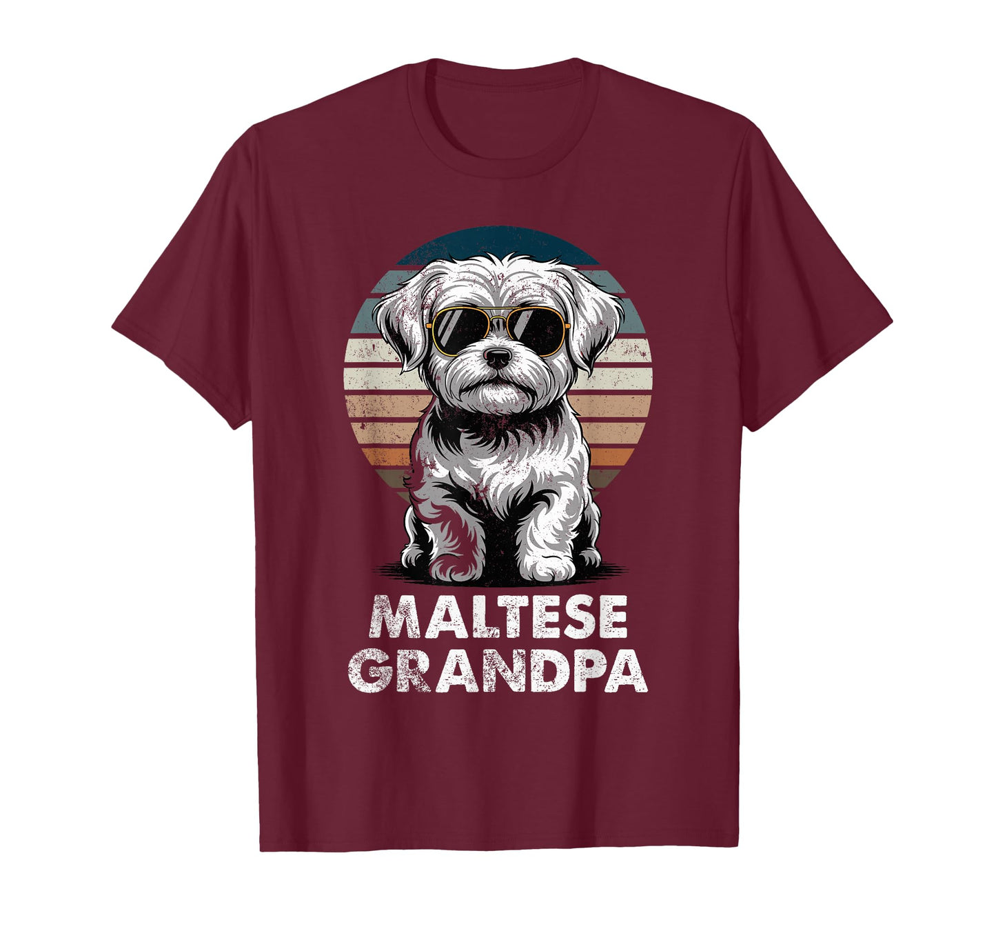 Cool Retro Maltese Grandpa Funny Vintage Dog Owner T-Shirt