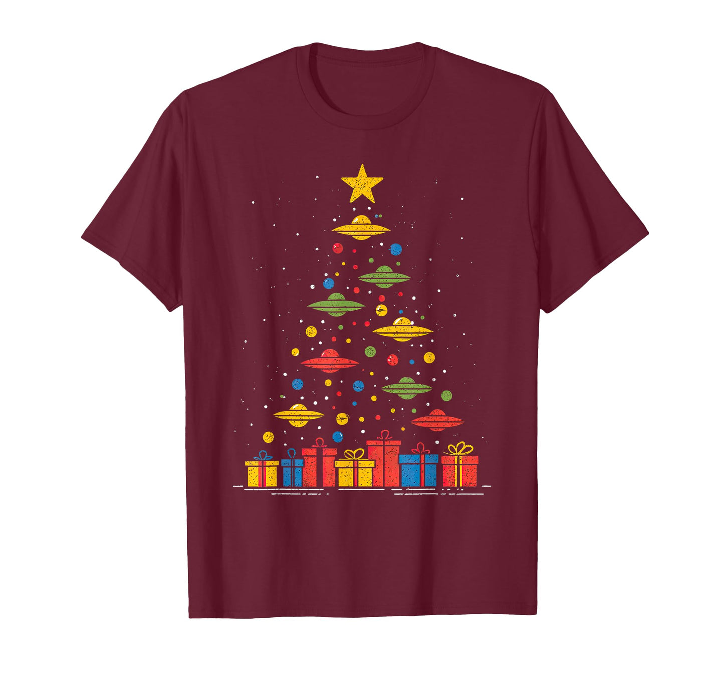 Funny UFO Christmas Tree Graphic Uap Alien Flying Saucers T-Shirt