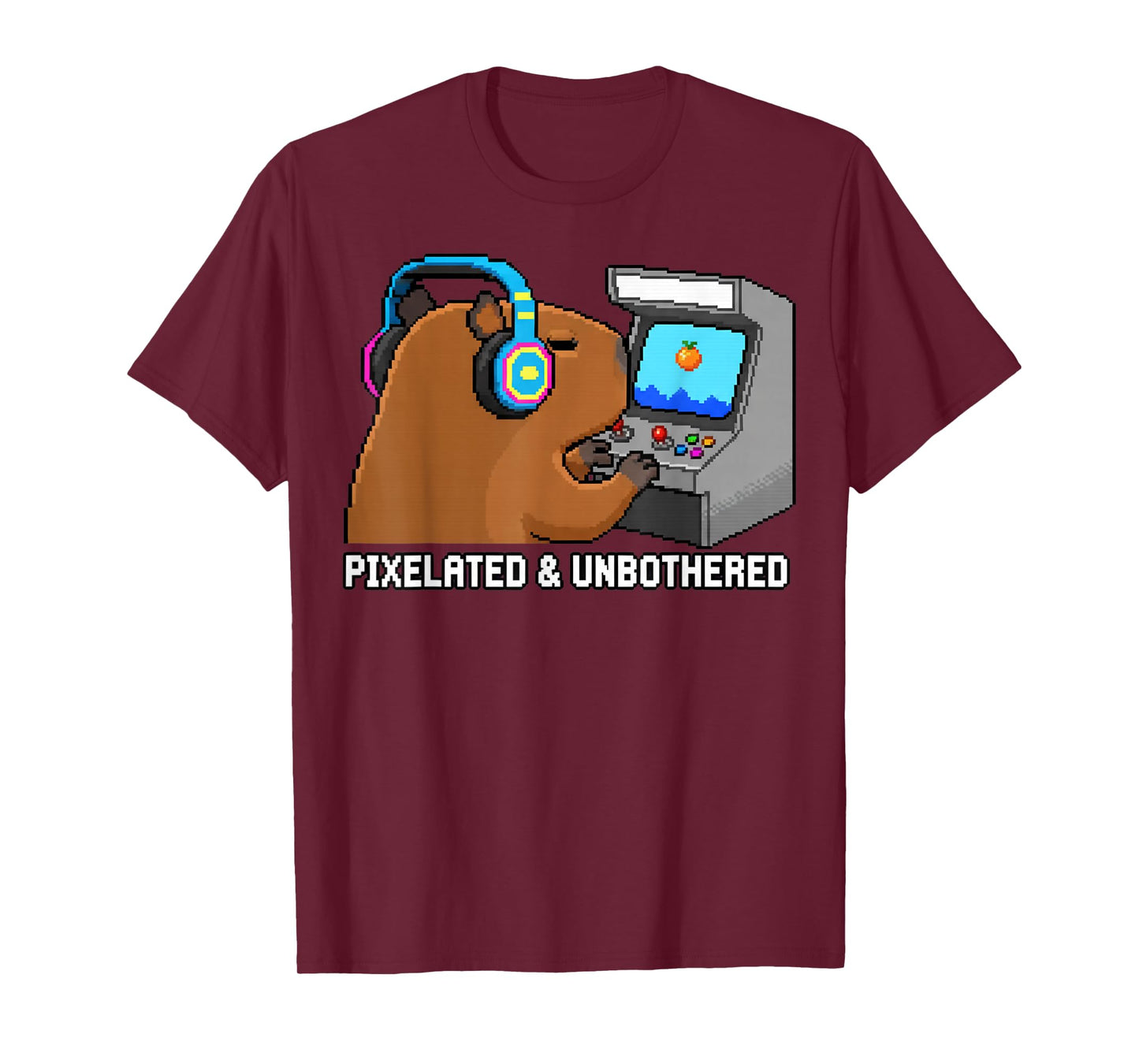 Pixelated Unbothered Capybara Retro Gaming Gamer T-Shirt