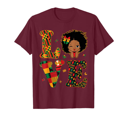 Love African Kente Toddler Girls Black History Month Proud T-Shirt