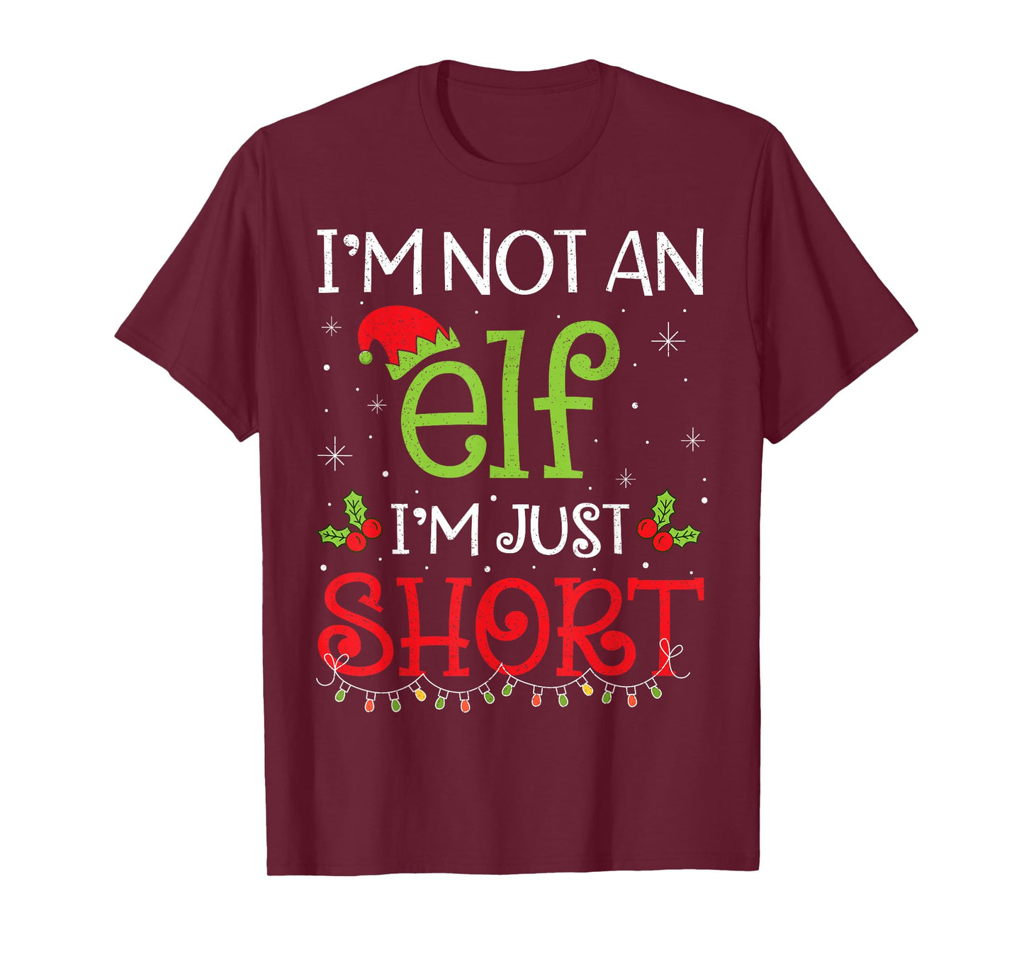 I'm Not an Elf I'm Just Short Funny Christmas Boys Girls Kid T-Shirt