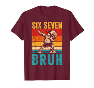 Vintage Dabbing Six Seven Bruh Funny Meme 6 7 Boys Mens T-Shirt