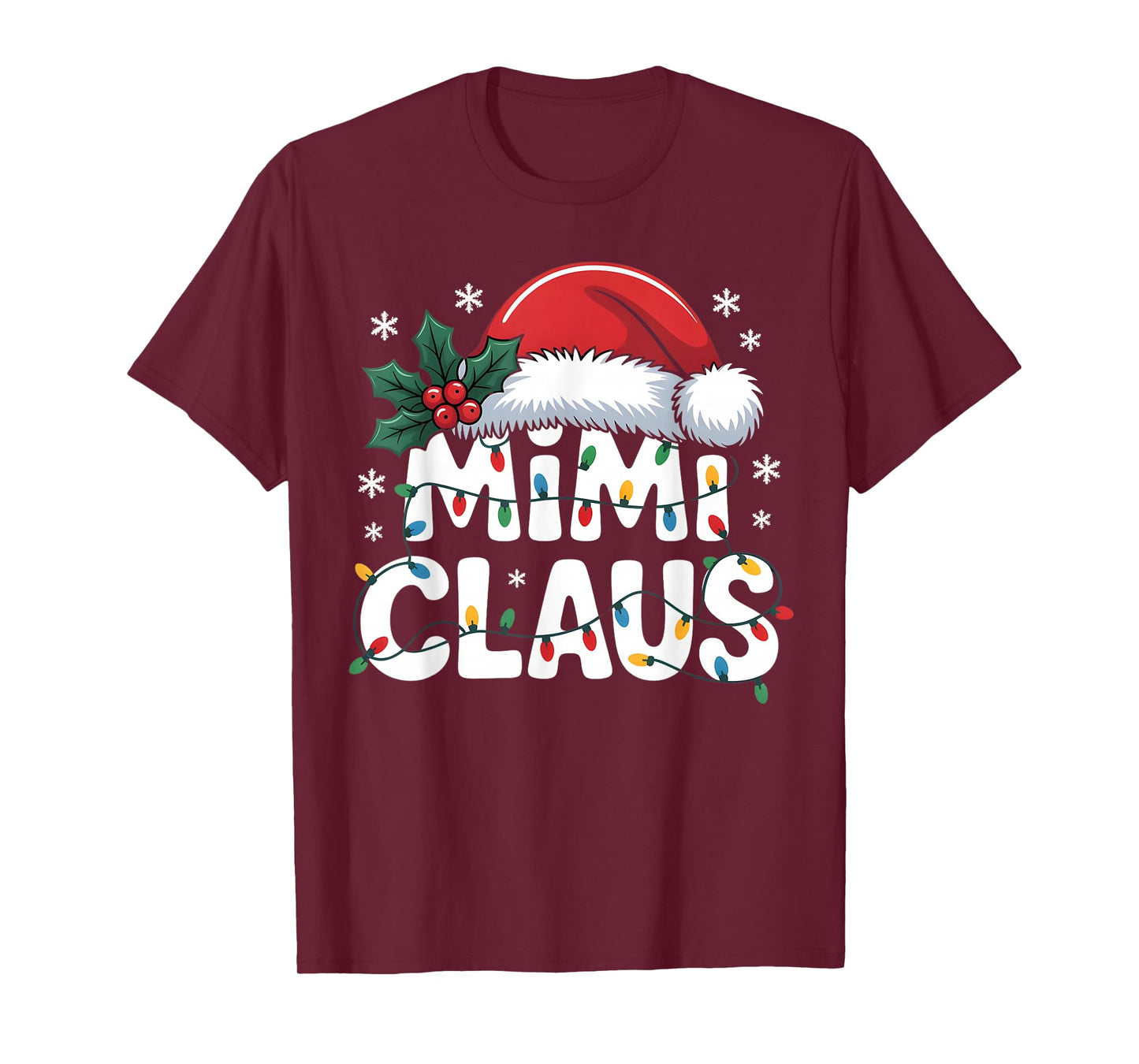Mimi Claus Christmas Lights Santa Family Matching Holiday T-Shirt