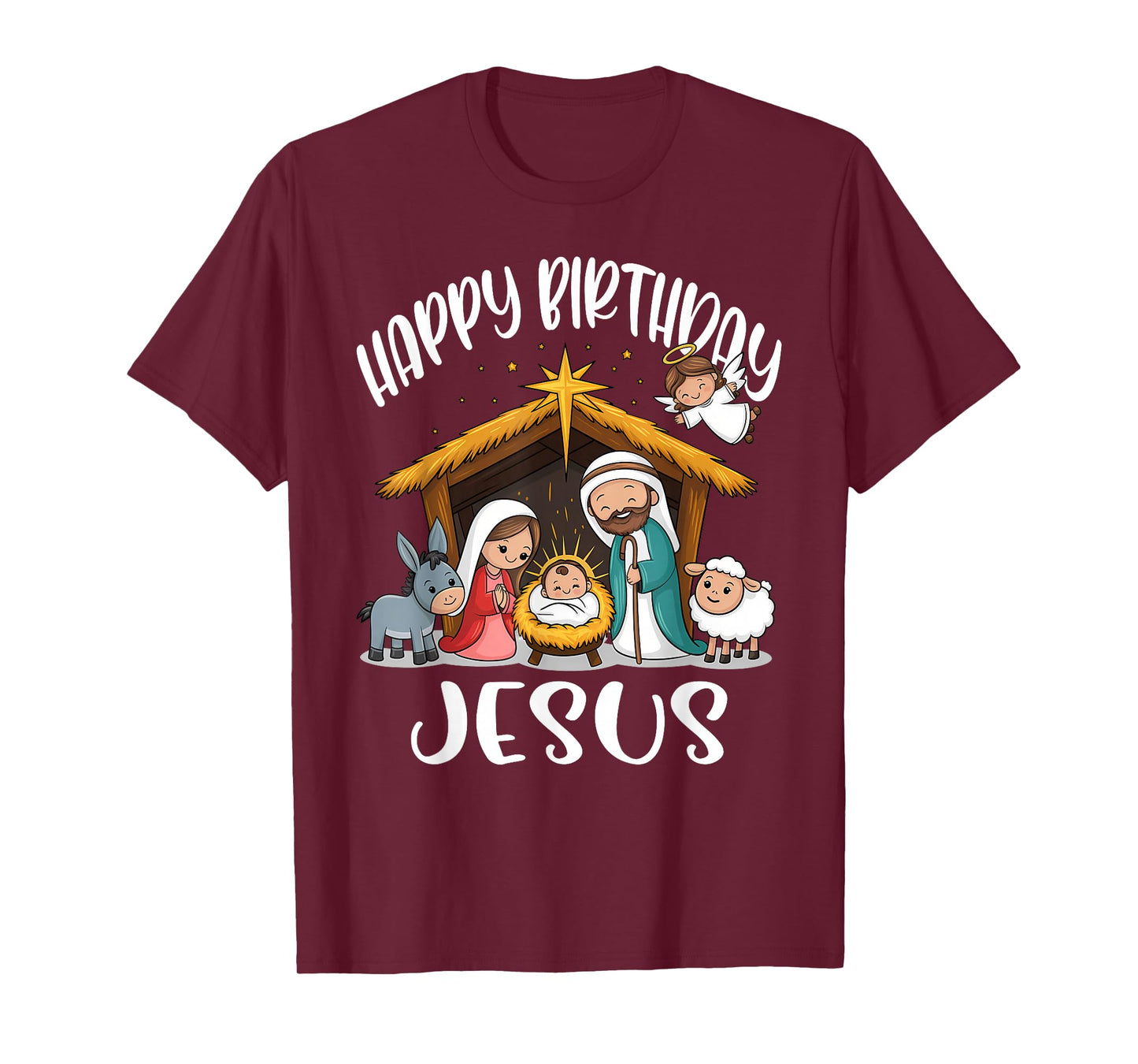 Merry Christmas Family Kid Nativity Happy Birthday Jesus T-Shirt