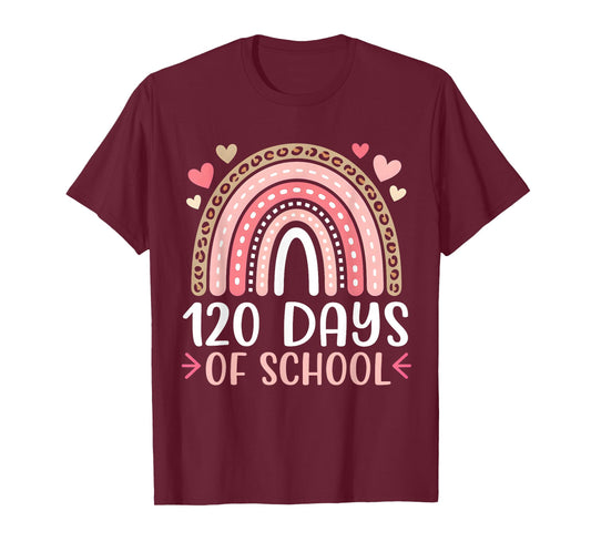 120 Days of School Rainbow 120th Day of School Teacher Girls T-Shirt