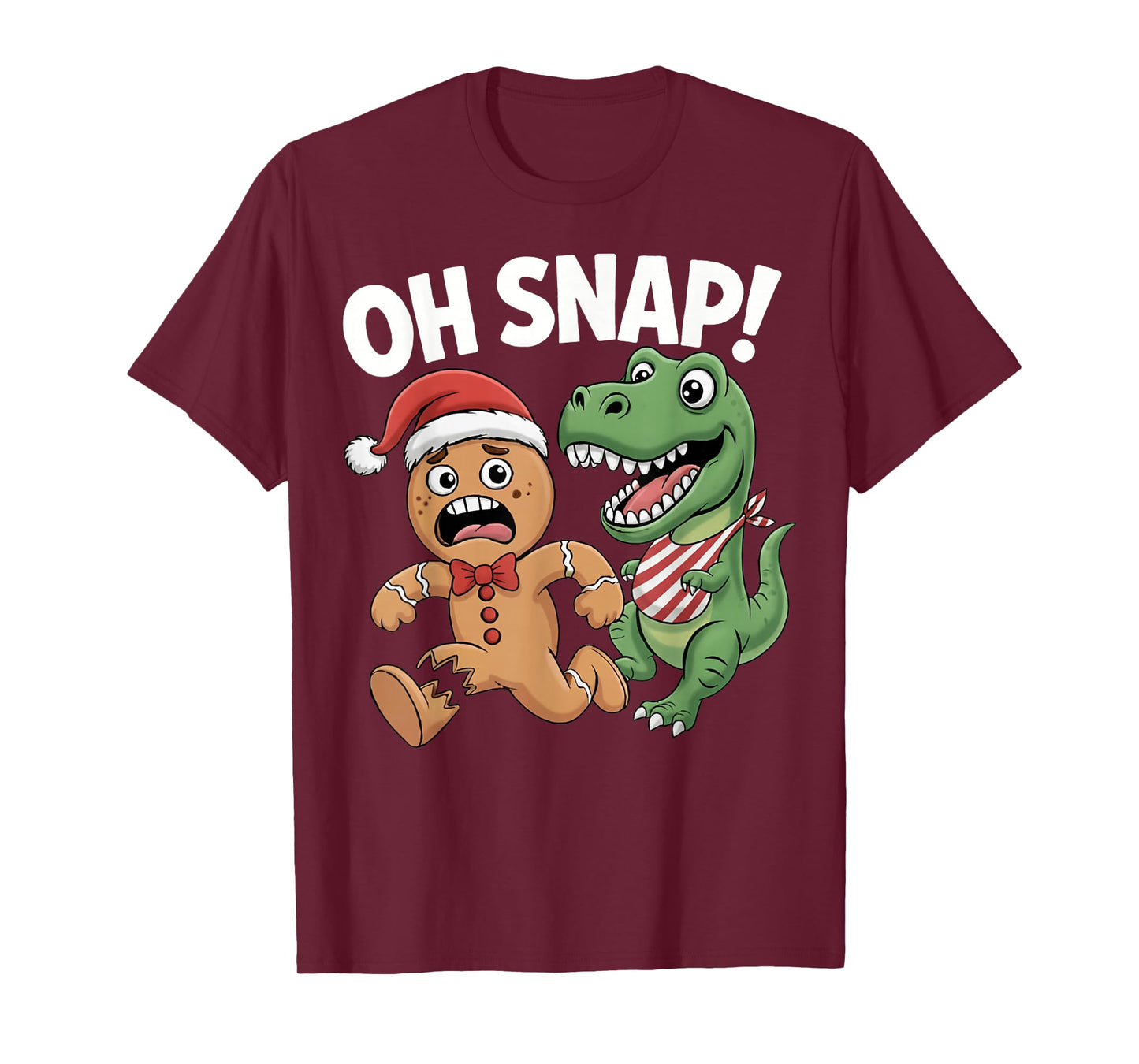 Funny Oh Snap Gingerbread Man T-Rex Xmas Pajama Christmas bo T-Shirt