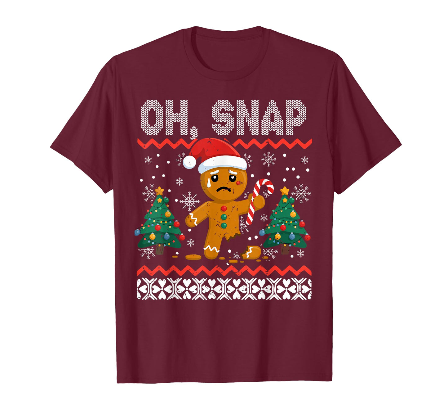 Oh Snap Funny Gingerbread Broken Cookie Christmas Xmas Boys T-Shirt