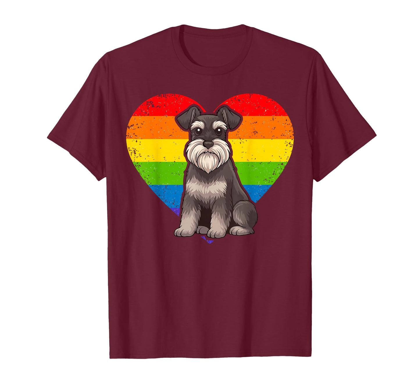 Schnauzer Rainbow Heart T-Shirt