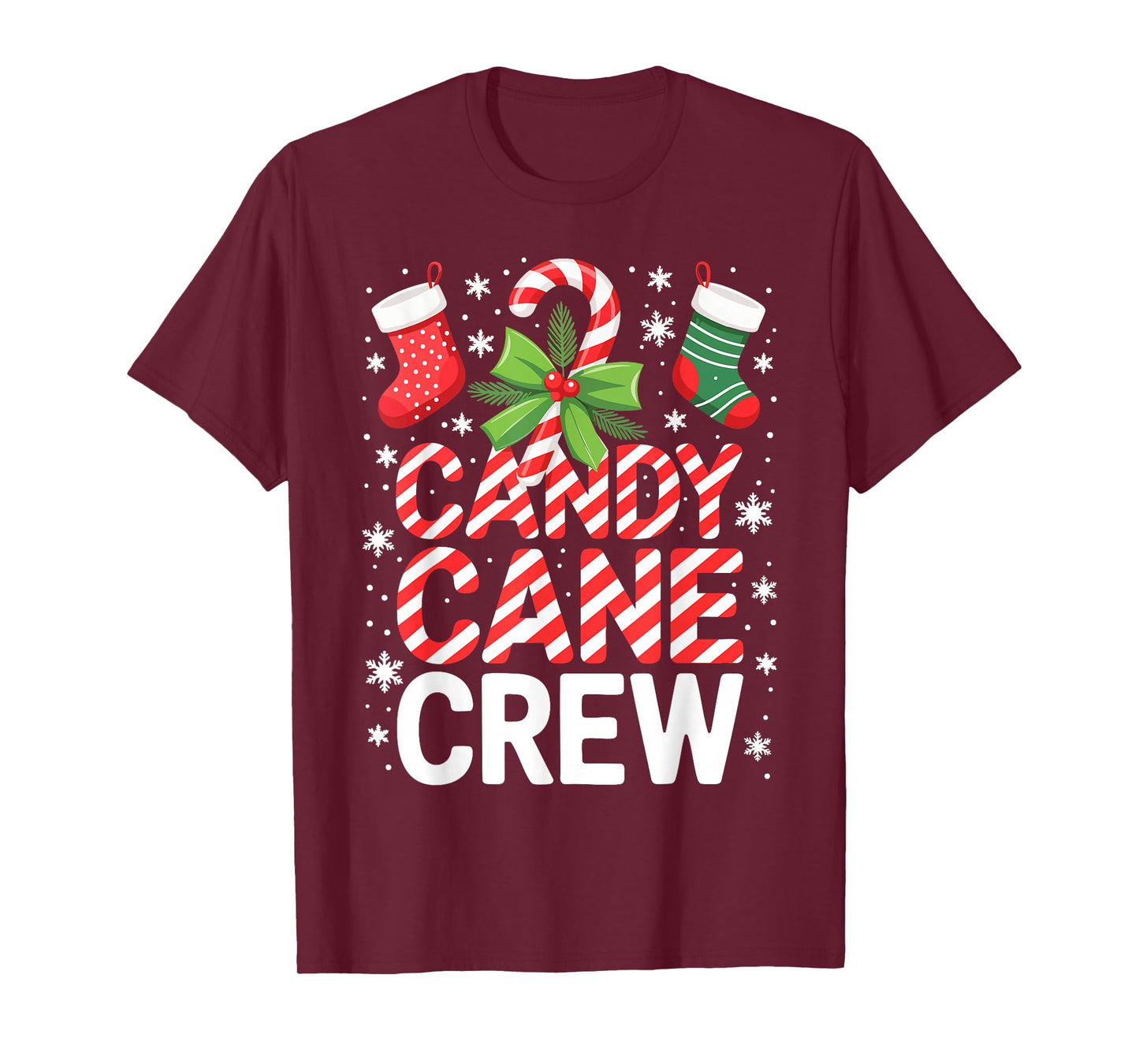 Candy Cane Crew Shirt Adult Men Women Kids Christmas Pajamas T-Shirt