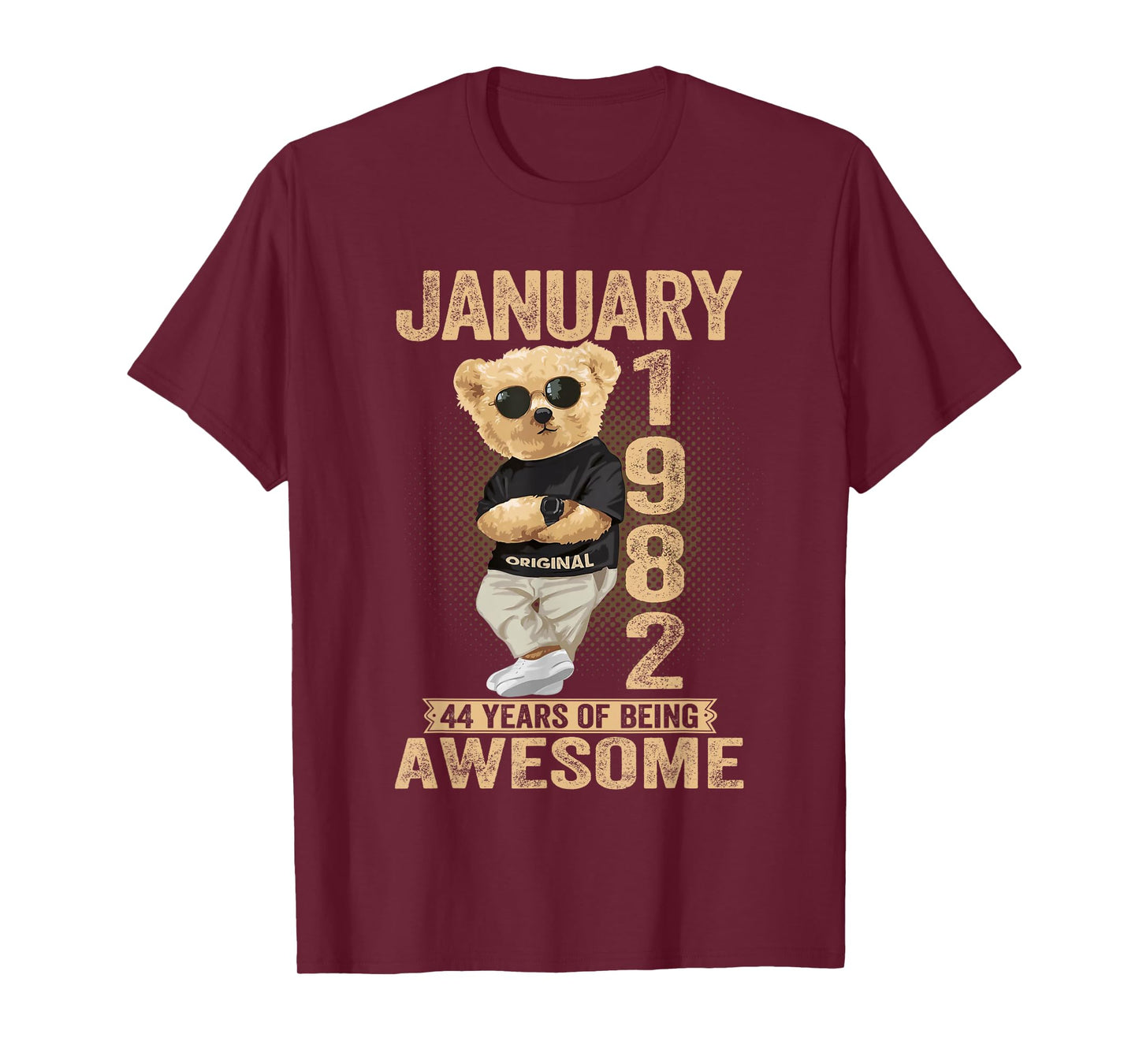 44 Year Old January 1982 Teddy Bear 44th Birthday Men Women T-Shirt