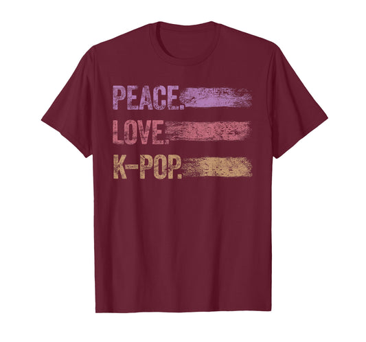 Retro Headset Kpop Peace Love K-Pop Heart K Pop Girl T-Shirt