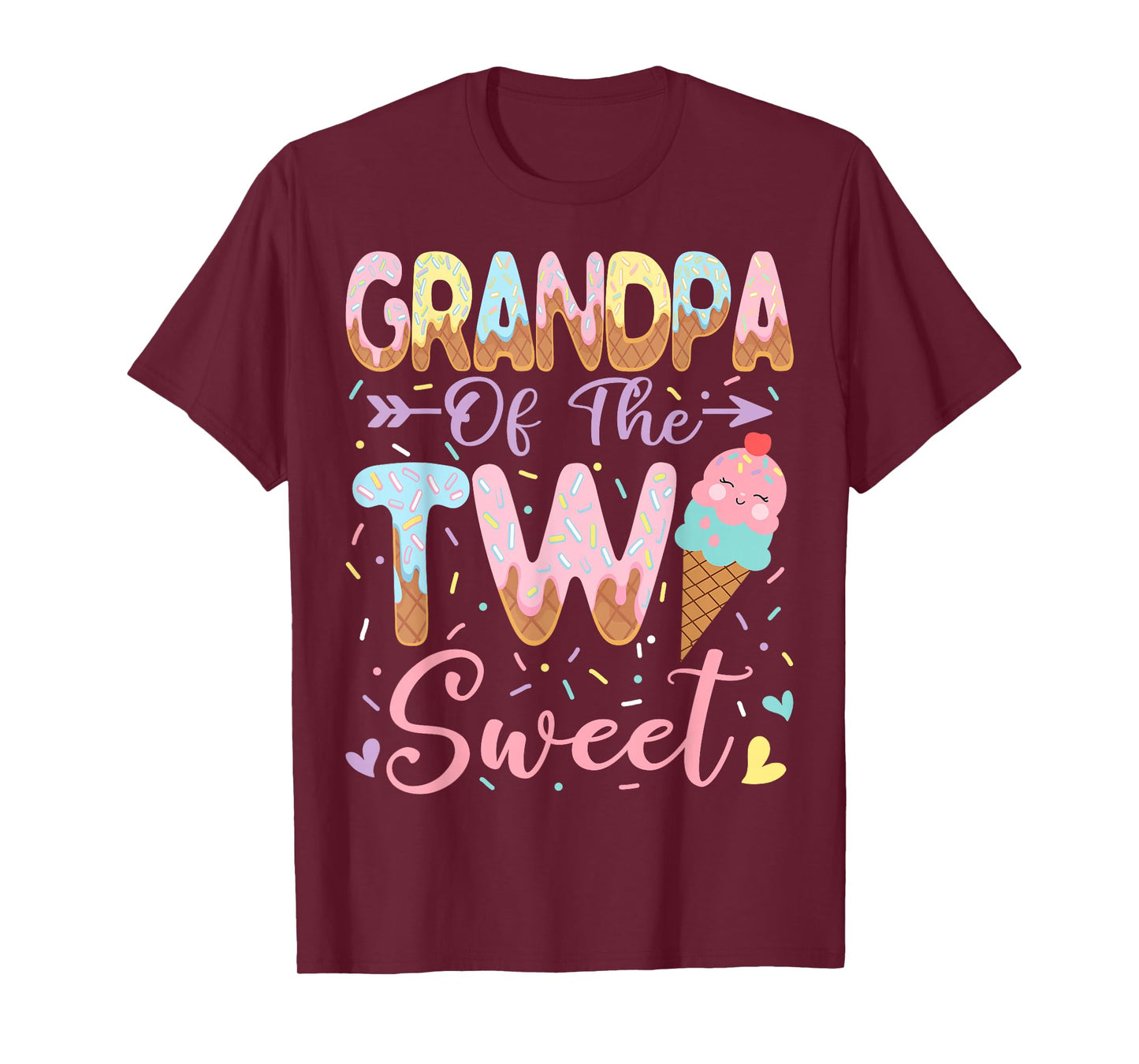 Grandpa of The Two Sweet 2nd Birthday Girl Ice Cream T-Shirt