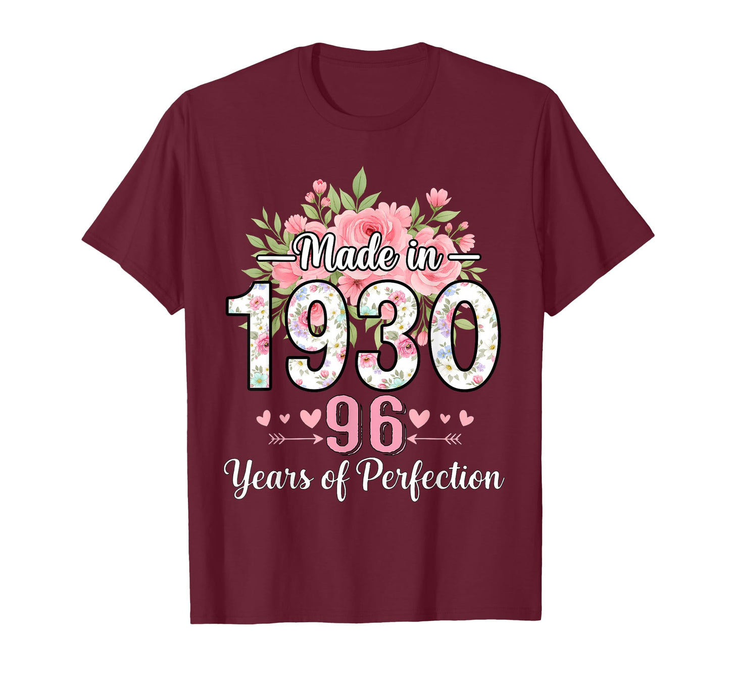 Made in 1930 Floral 96th Birthday Gifts Women 96 Years Old T-Shirt