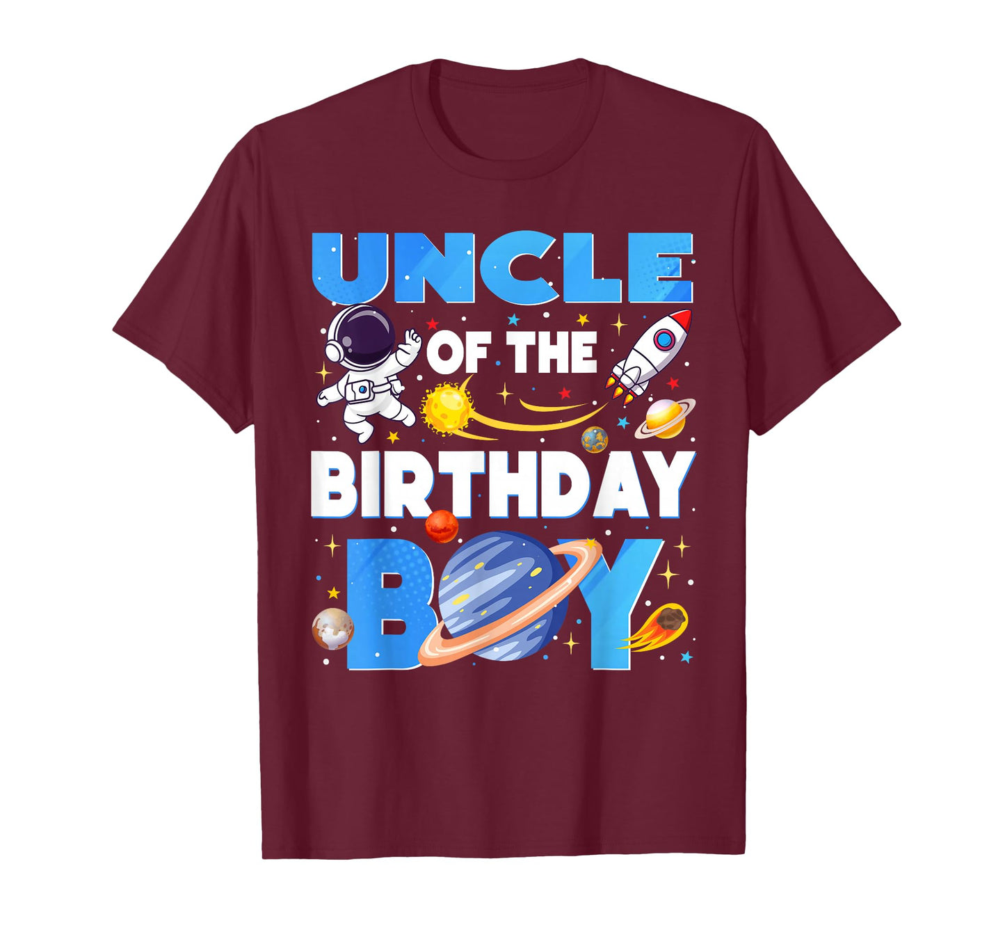 Family Space Planets Uncle of The Birthday Boy Astronaut T-Shirt