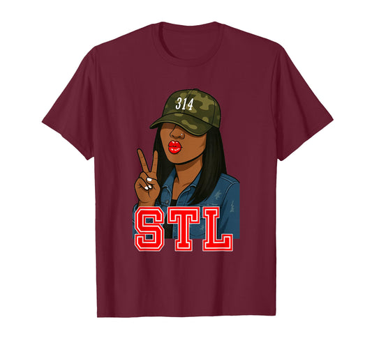 STL 314 Hat Camo Black Woman St. Louis T-Shirt