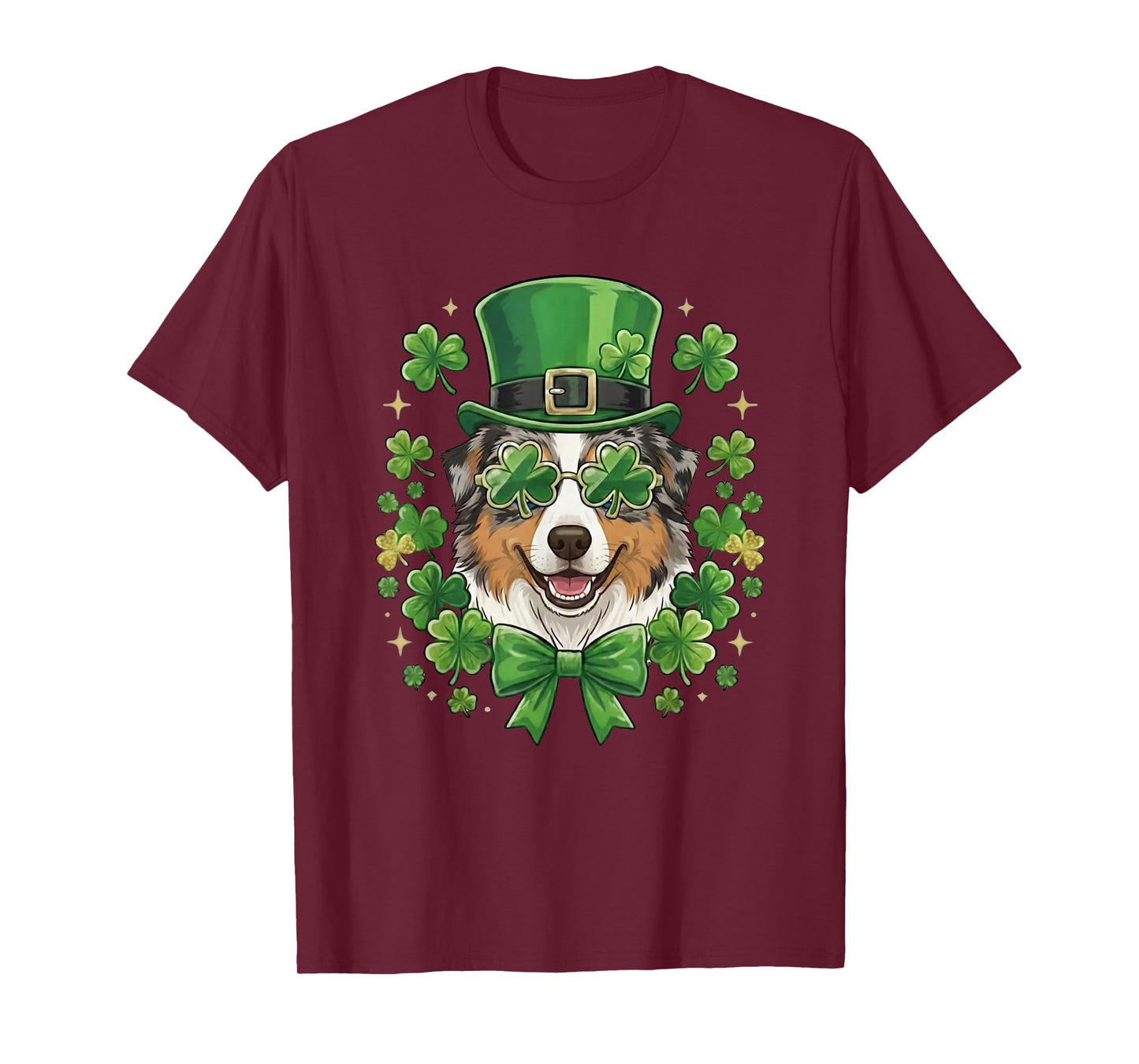 St Patricks Day Australian Shepherd Dog Leprechaun Hat T-Shirt