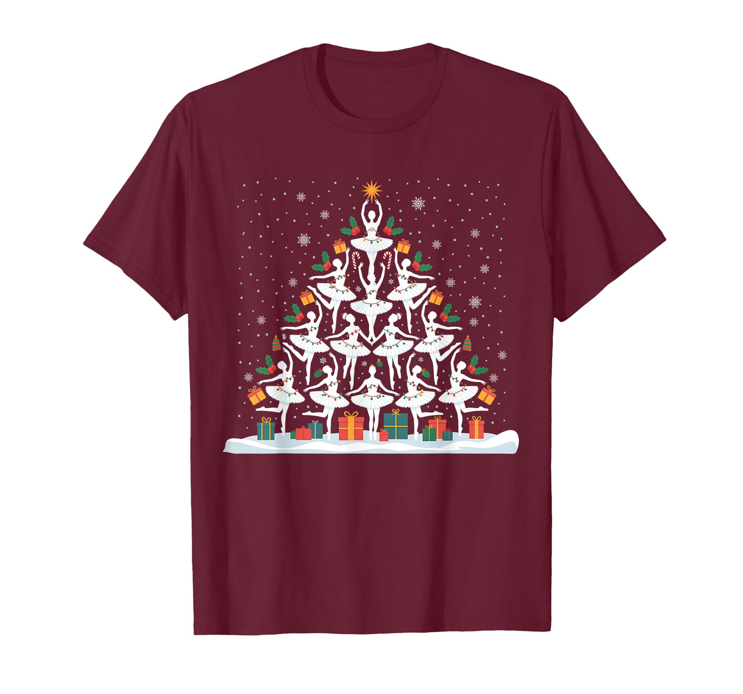 Cute Ballet Christmas Tree Dancer Women Girls Xmas T-Shirt