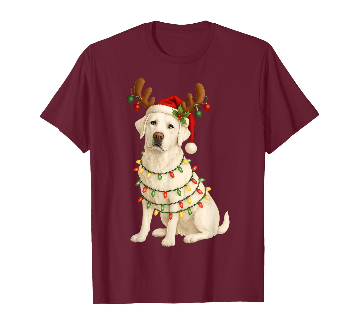 White Lab Christmas Tree Light Pajama Labrador Dog T-Shirt