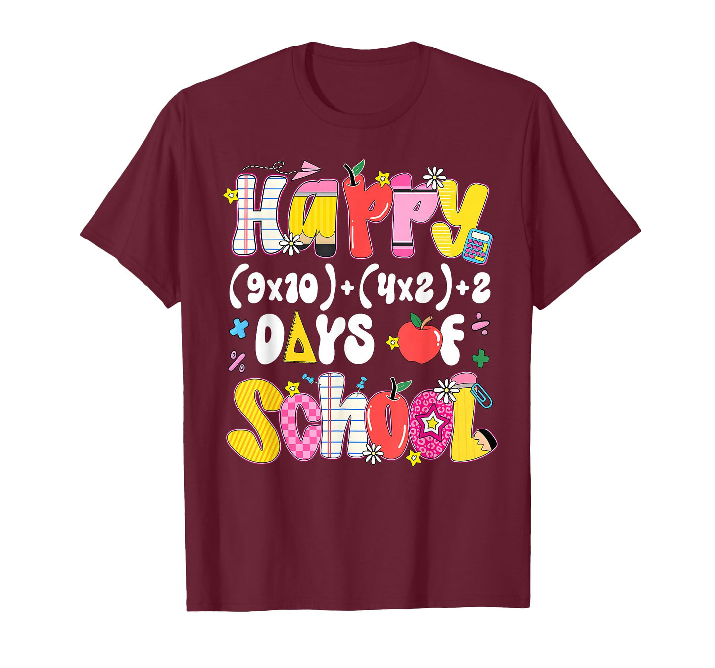 Happy 100 Days Math Equation 100th Day of School Teacher Kid T-Shirt