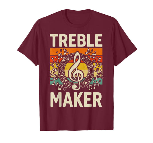 Treble Maker Retro Music Notes Pun for Band Choir Fans T-Shirt