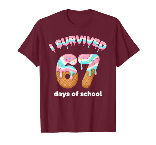 I Survived 67 Days of School Funny Ice Cream Teacher Meme T-Shirt