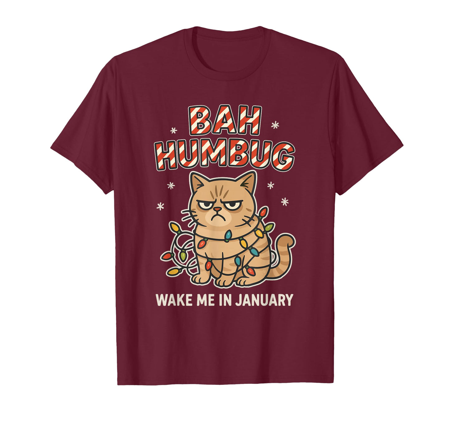 Bah Humbug Funny Bad Cat Christmas Hater Kitten Lover Xmas T-Shirt
