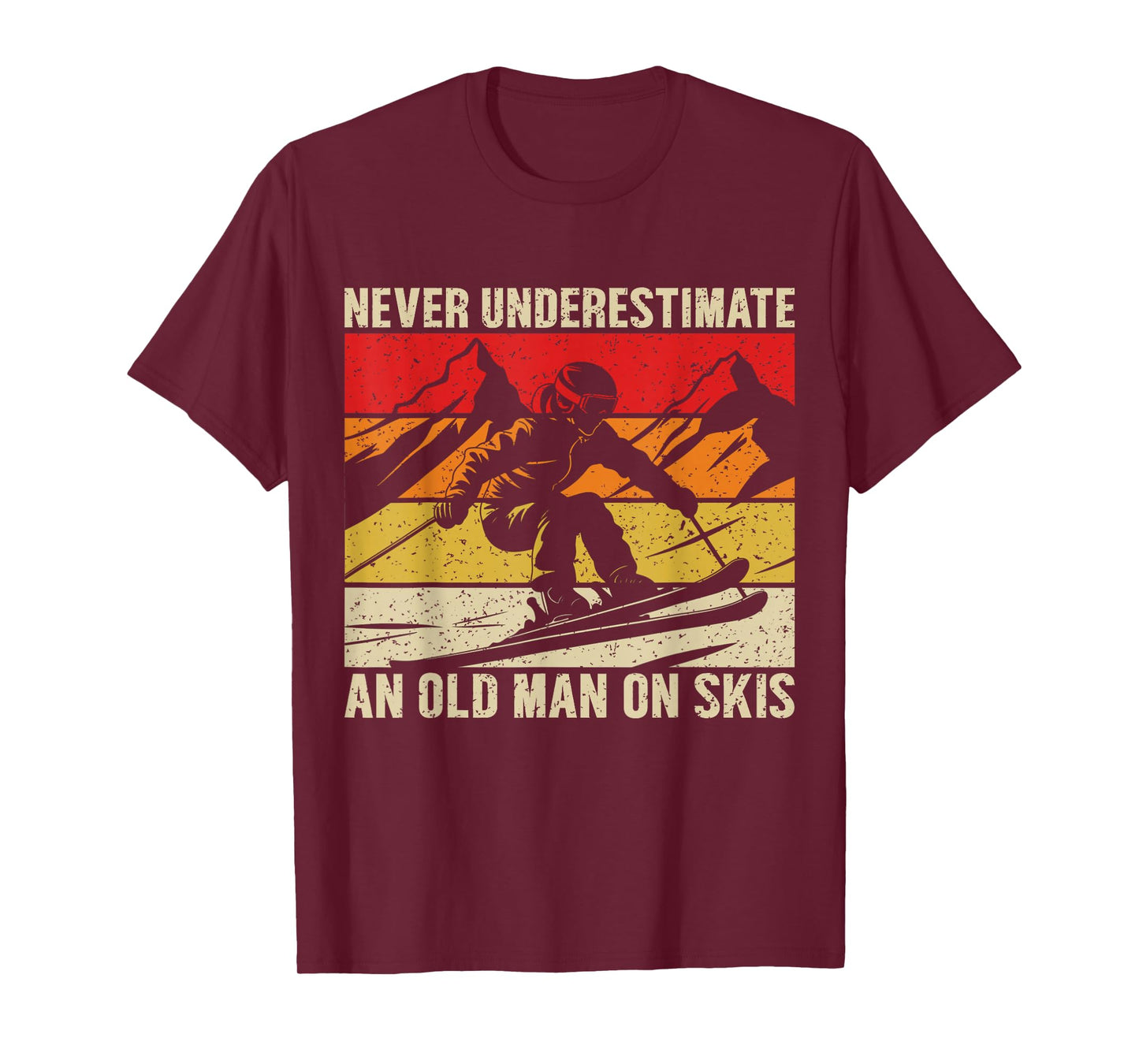 Vintage Never Underestimate an Old Man On Skis Funny Skiing T-Shirt