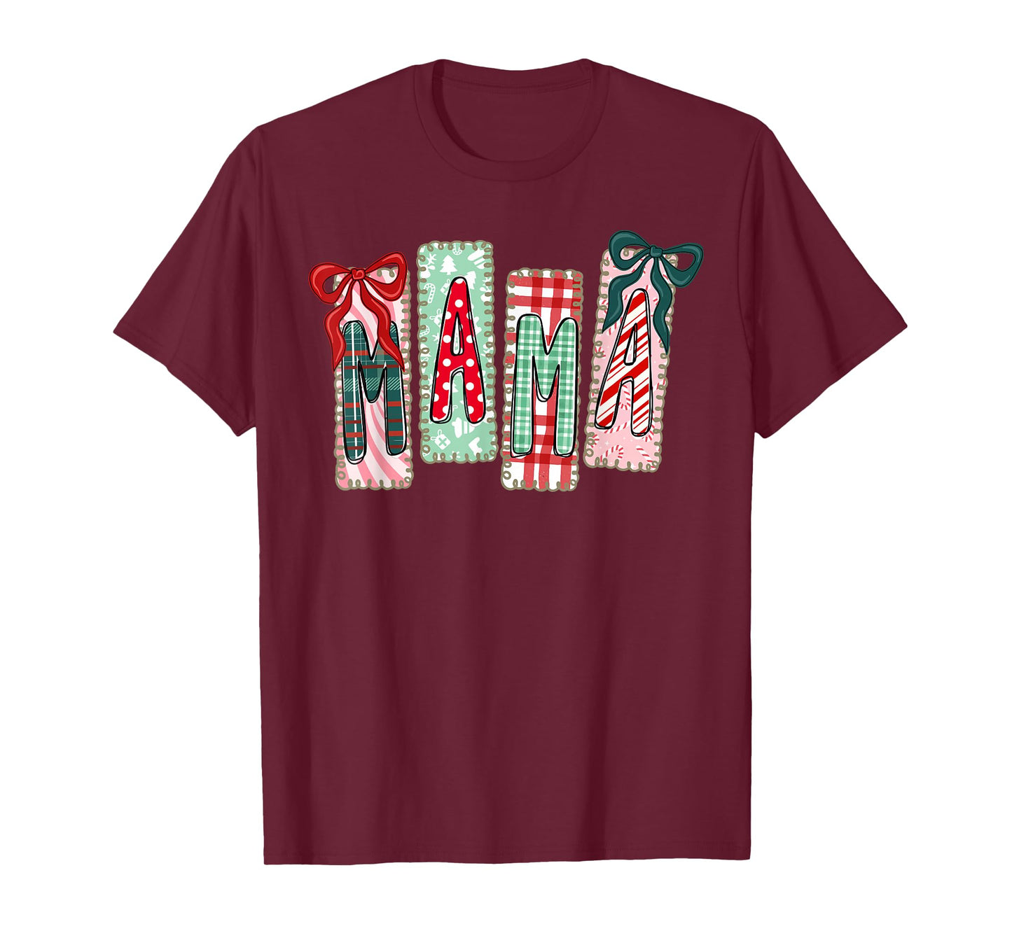 Mama Coquette Bow Xmas Pajamas Holiday Merry Christmas Mom T-Shirt