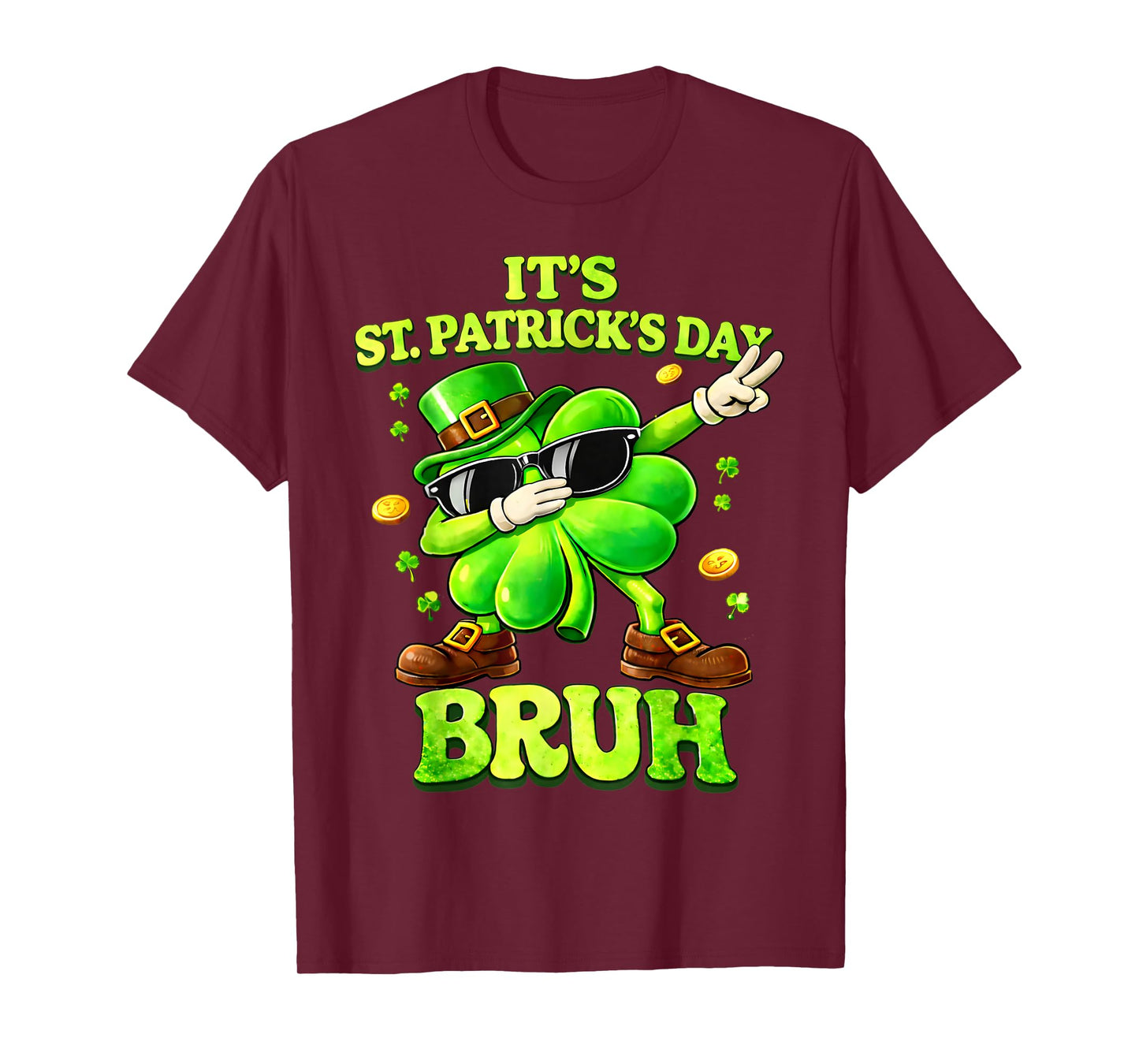 Bruh St Patricks Day Boys Kids Saint Patricks Day Shamrock T-Shirt