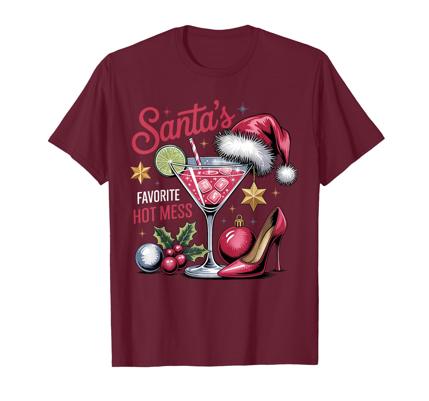 Santa's Favorite Hot Mess Christmas Martini T-Shirt