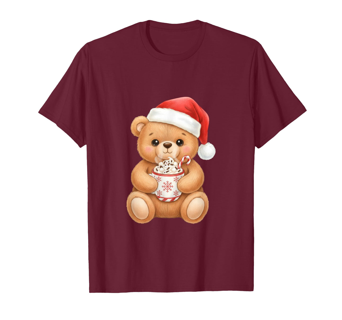 Cute Christmas Teddy Bear with Santa Hat T-Shirt
