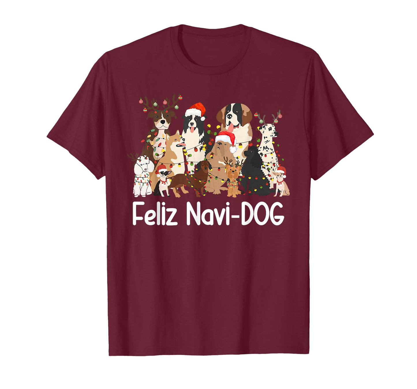 Veterinarian Feliz Navi-Dog Christmas Lights Vet Tech Xmas T-Shirt