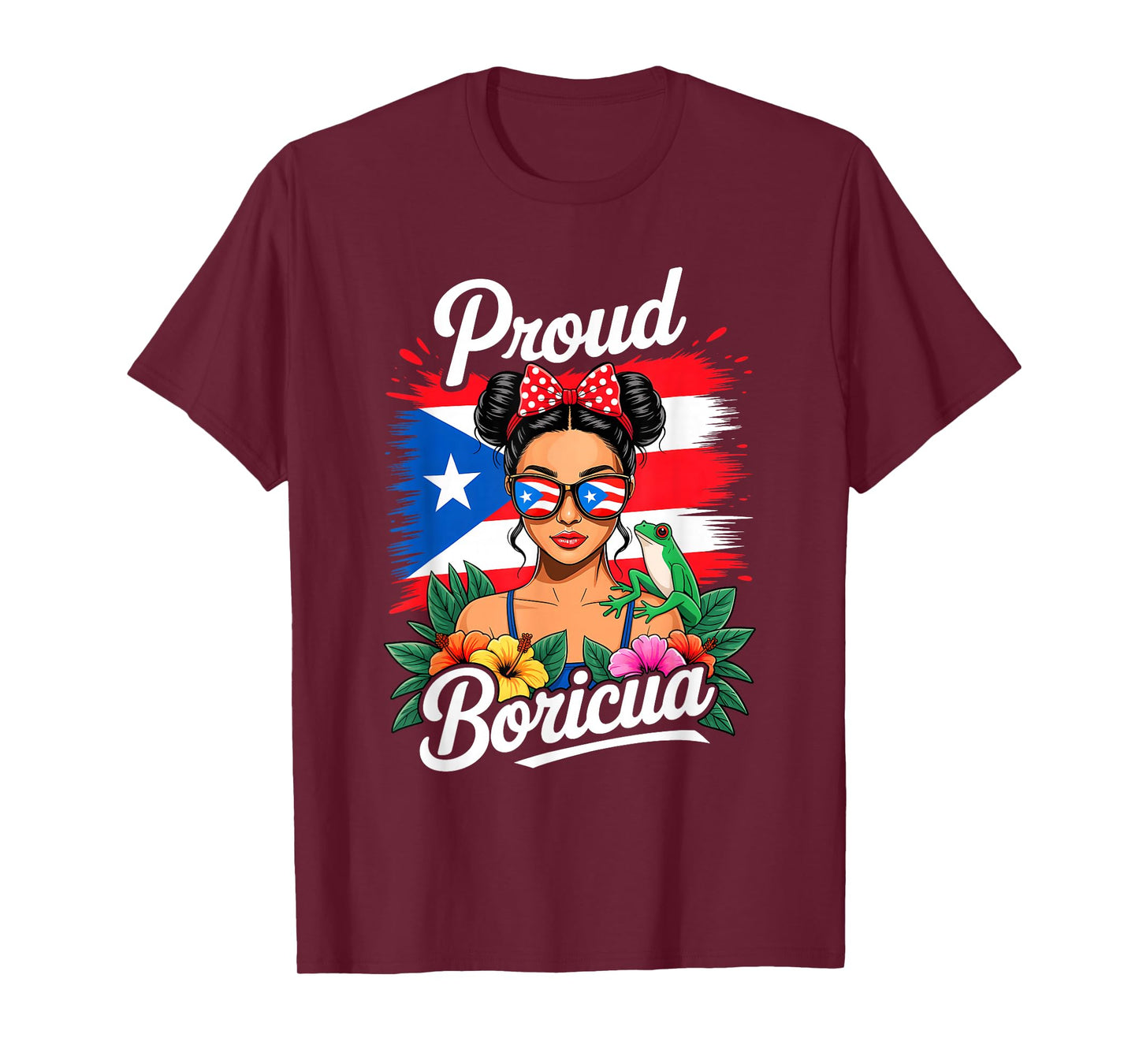 Puerto Rican Girls Boricua Puerto Rico Heritage Messy Bun T-Shirt
