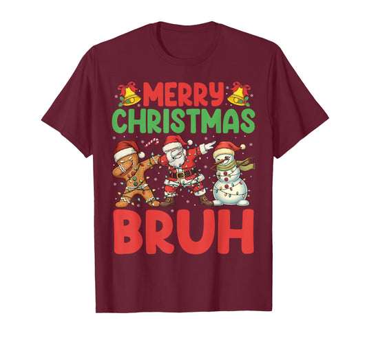 Merry Christmas Bruh Funny Santa Dabbing Men Women Kids T-Shirt