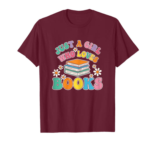 Just a Girl Who Loves Books Pajamas Shirt Reading Book Lover T-Shirt