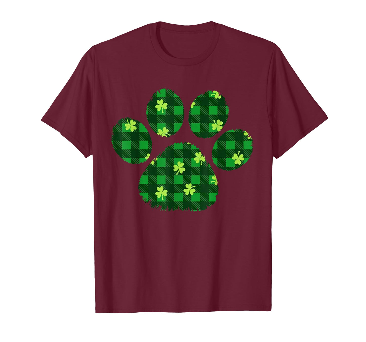 Paw Print Dog Owner Lover Green Plaid Patricks Day Shamrock T-Shirt