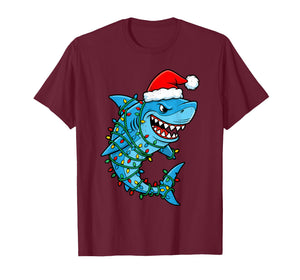 Santa Shark Christmas Lights Sharkmas Tree Xmas Boys Men T-Shirt