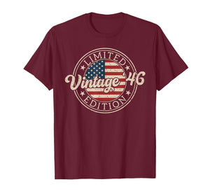 Vintage 1946 Limited Edition USA Flag Funny 80th Birthday T-Shirt