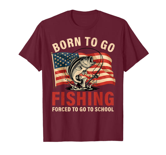 Born to Go Fishing Bass Fish Fisherman Boy Kid Funny Saying T-Shirt