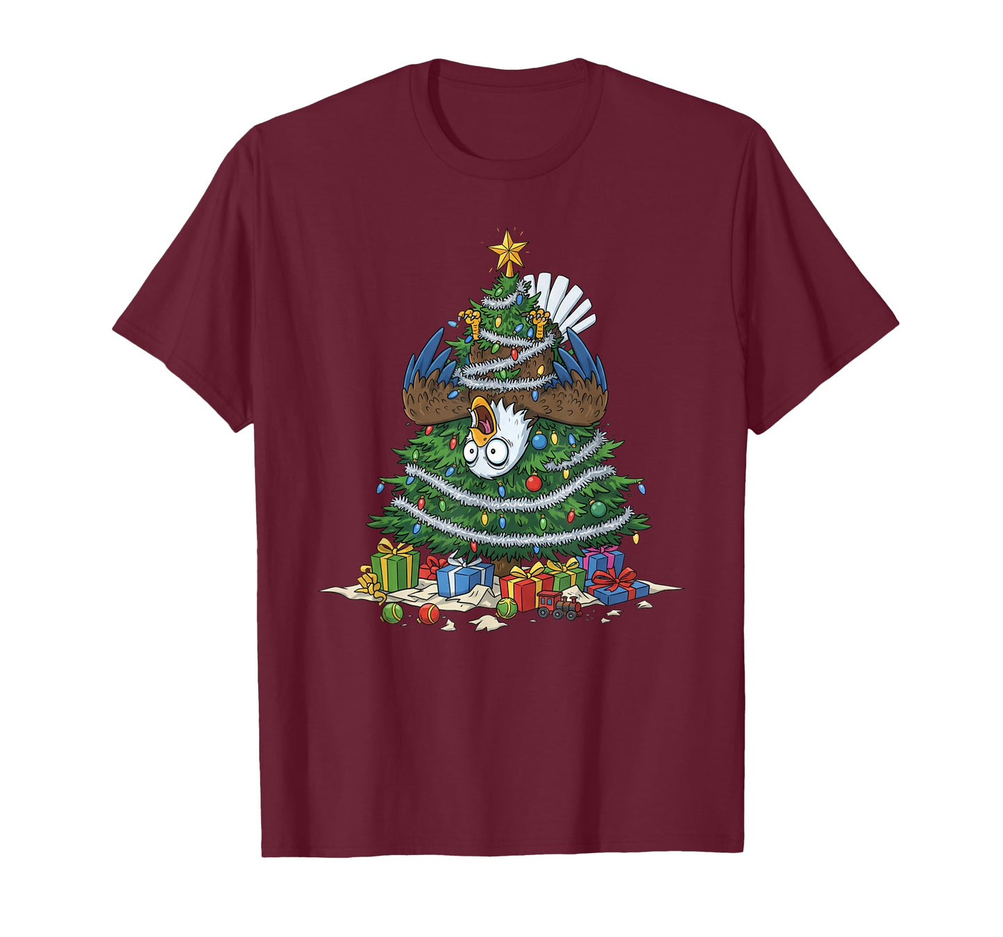 Funny Eagle Christmas Tree Lights Kids Mens Womens T-Shirt